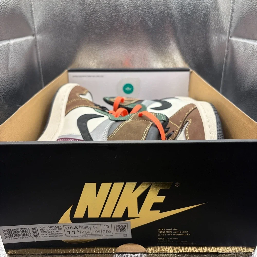 Size 10.5 Jordan 1 High OG Crafted 2021 Brown Mens Athletic Shoes DH3097-001